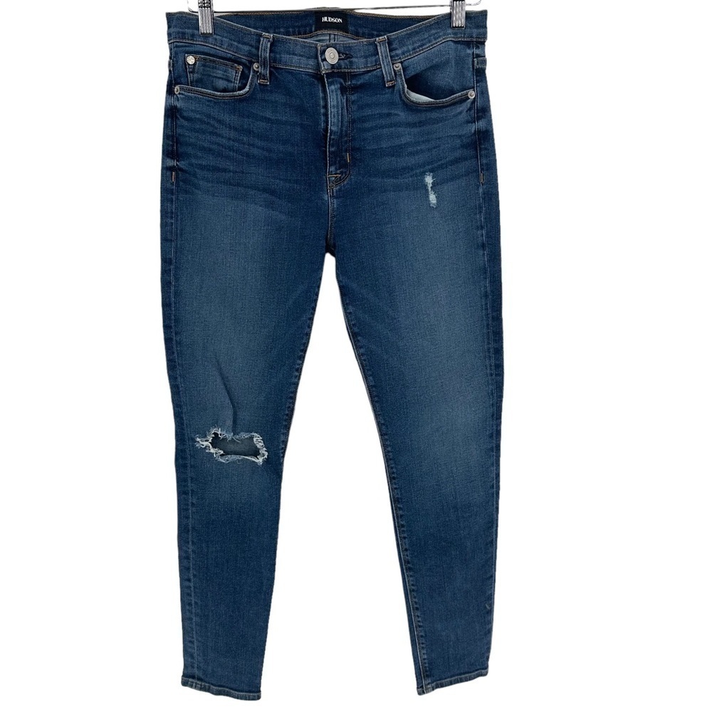Hudson Jeans Nico Mid Rise Ankle Super‎ Skinny Distressed Boho Size 30